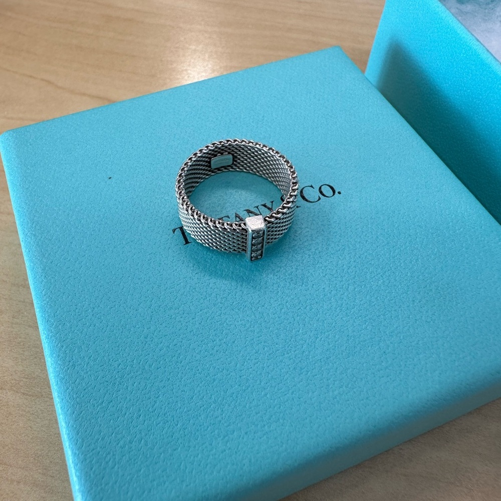 Tiffany Sommerset mesh ring with diamonds size 6